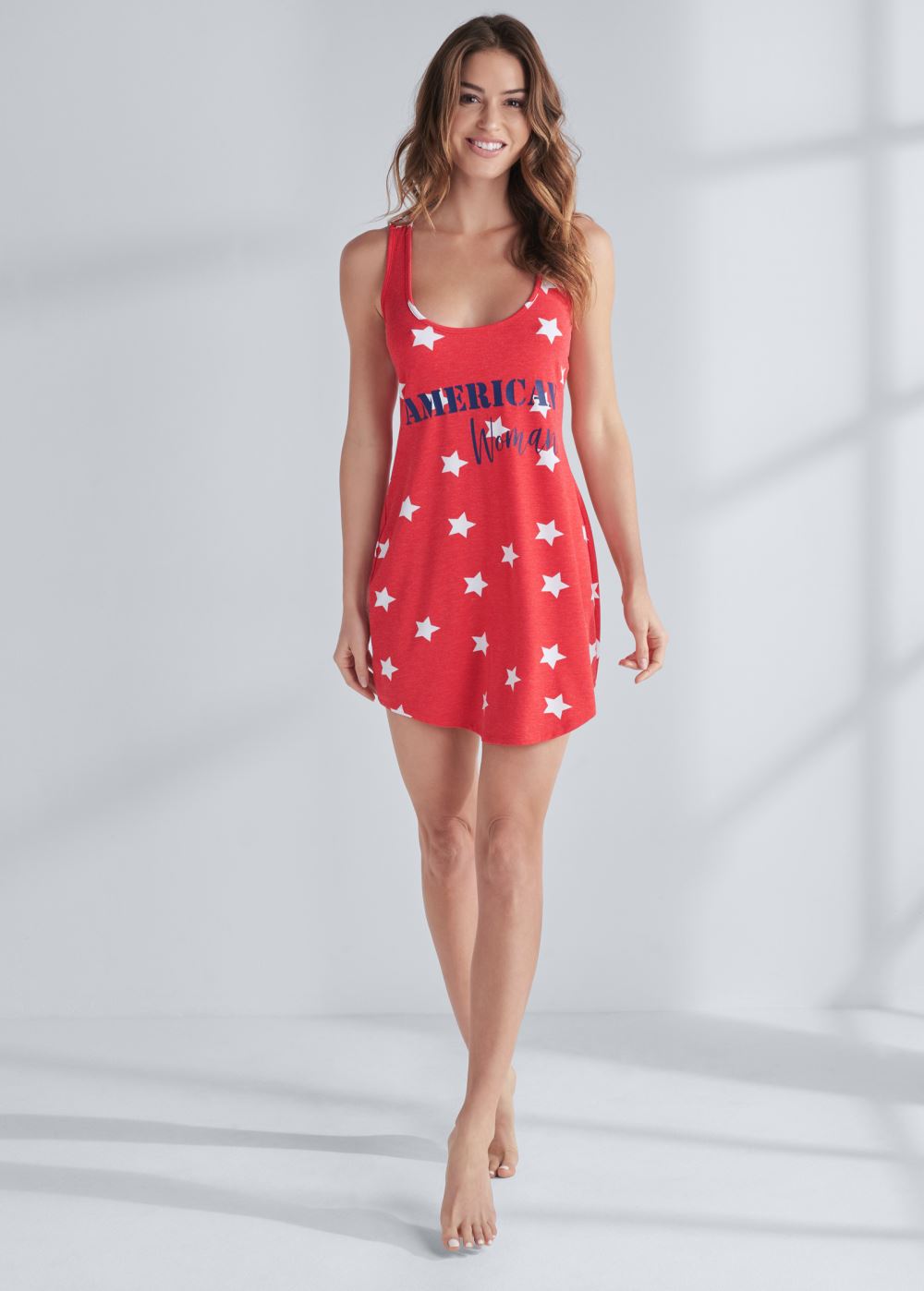 Venus Red Multi Lace Back Nightgown