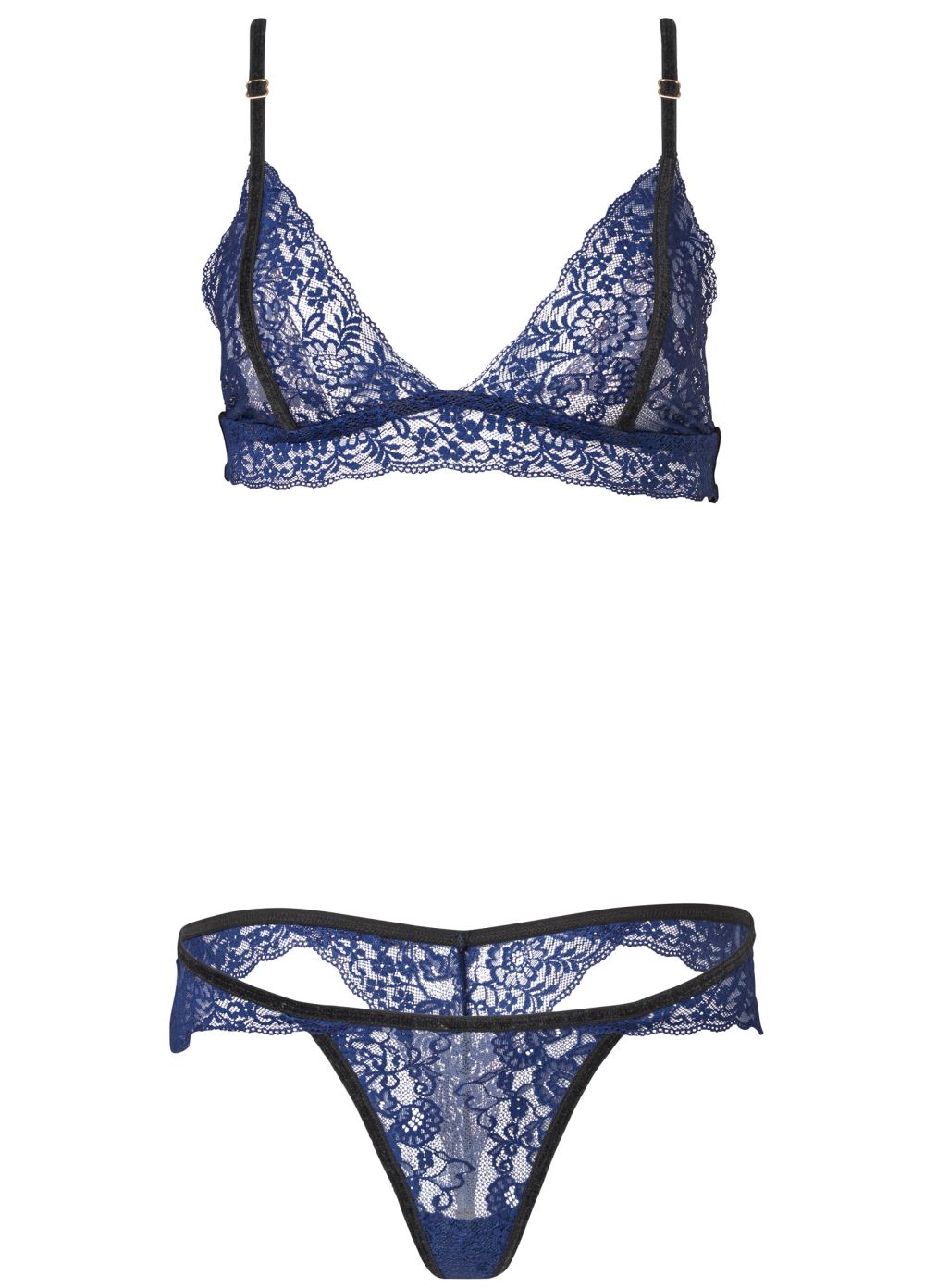 Venus Navy Multi SHEER BRALETTE THONG SET