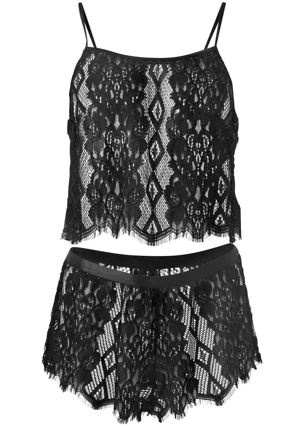 Venus Black SEXY LACE SHORT SET