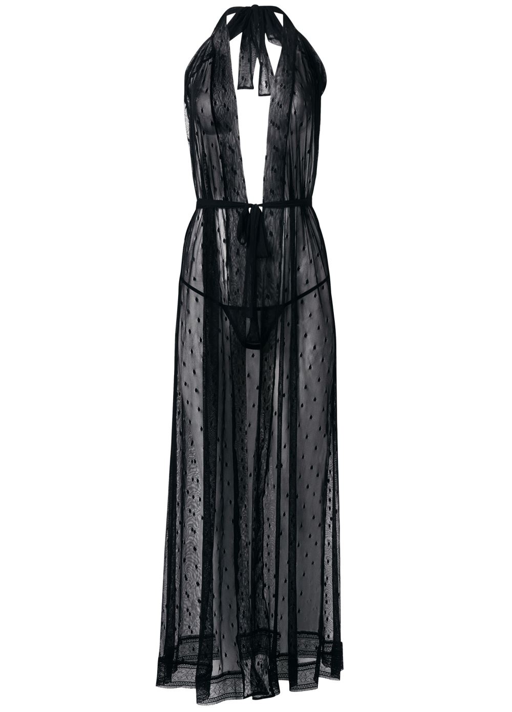 Venus Black LONG SWISS DOT ROBE