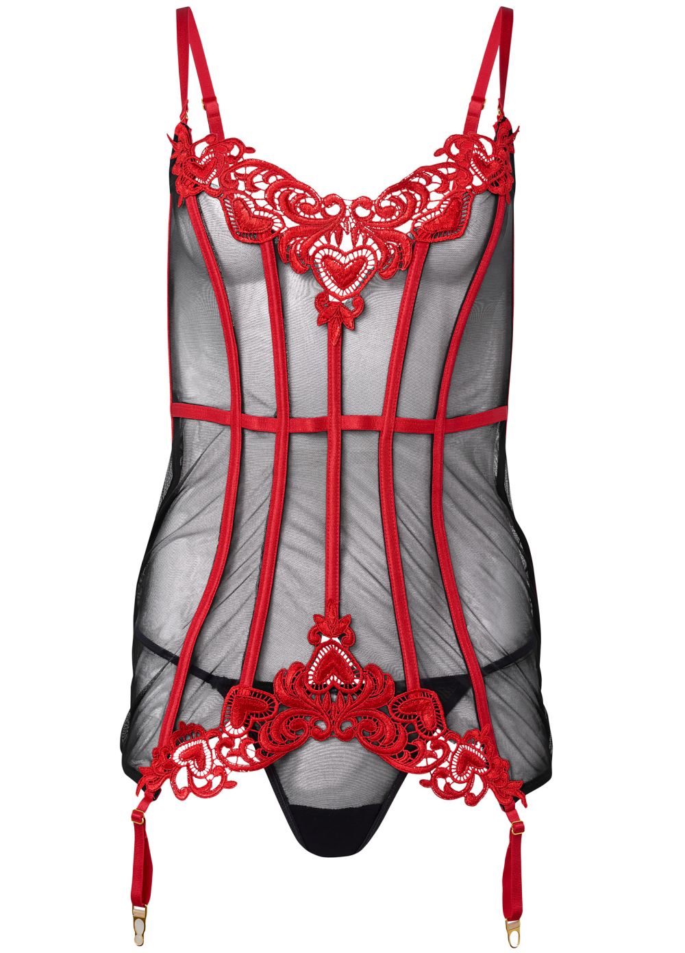 Venus Red & Black SHEER CORSET DRESS