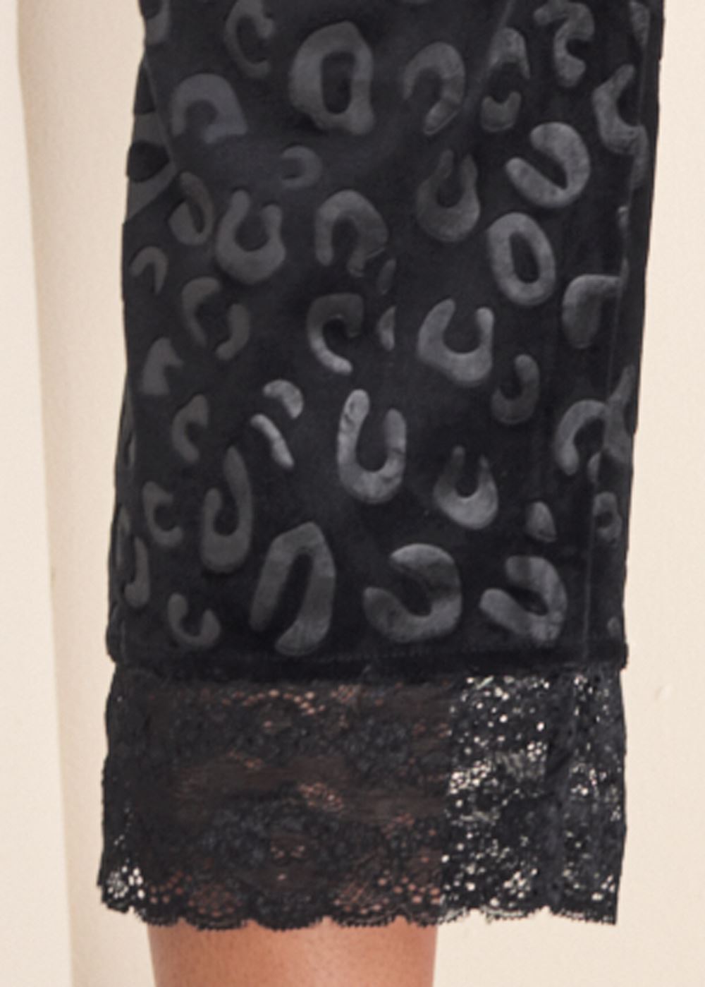 Venus Black LACE TRIM PAJAMA SET