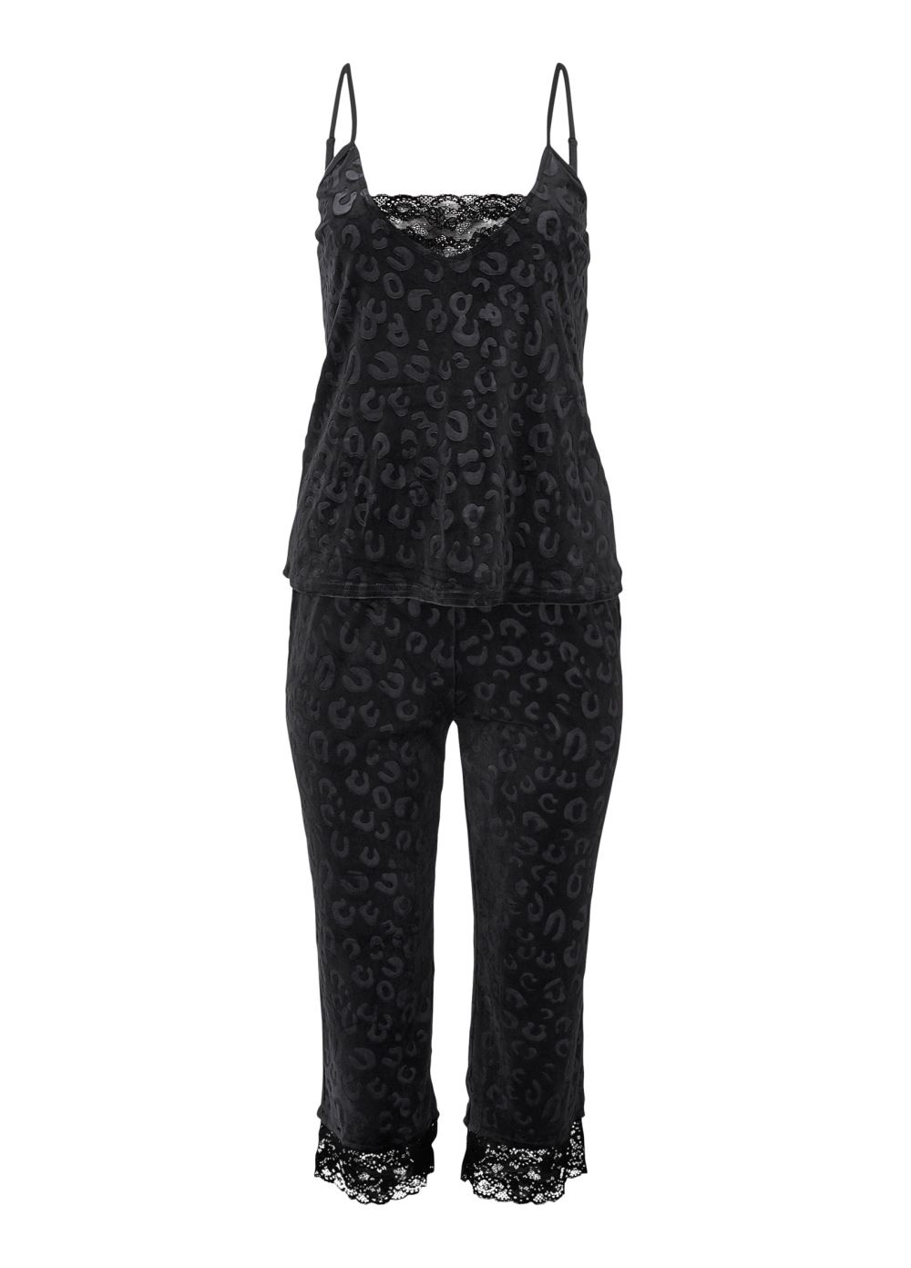 Venus Black LACE TRIM PAJAMA SET