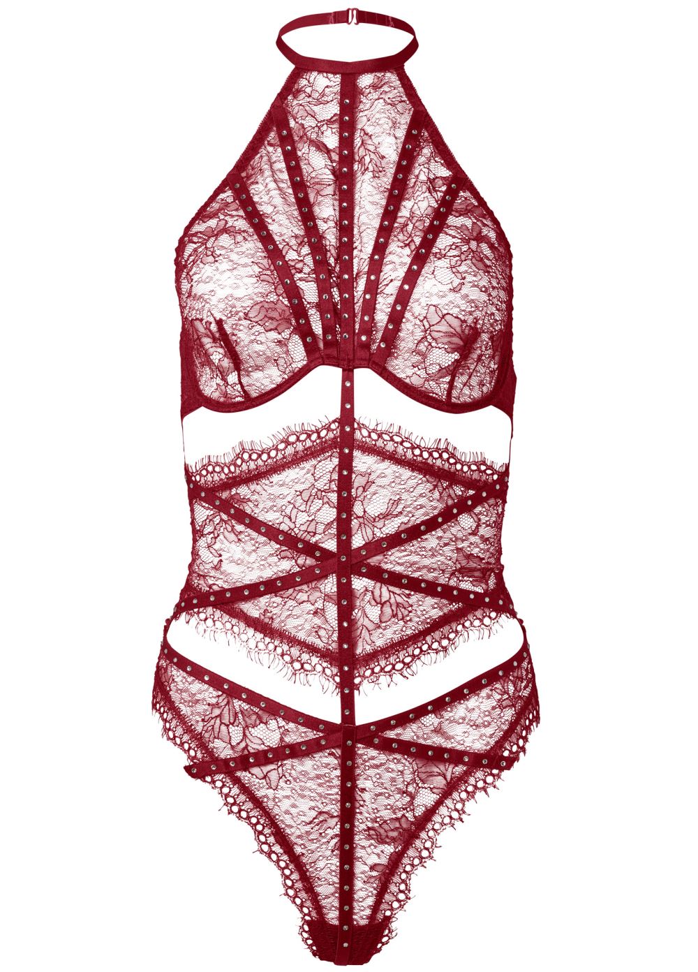 Venus Red RHINESTONE CUTOUT TEDDY