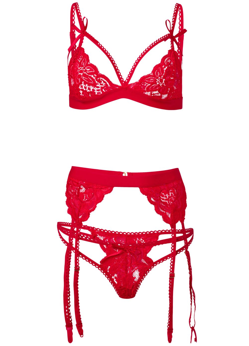 Venus Red STRAPPY LACE 3-PIECE SET