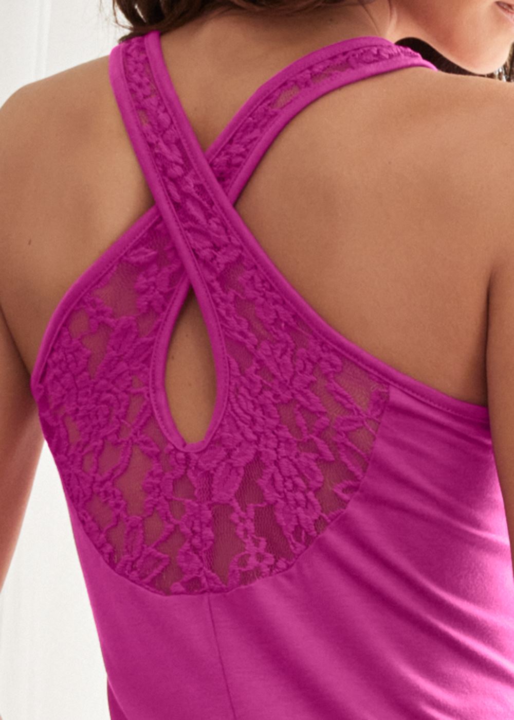 Venus Berry Lace Back Nightgown