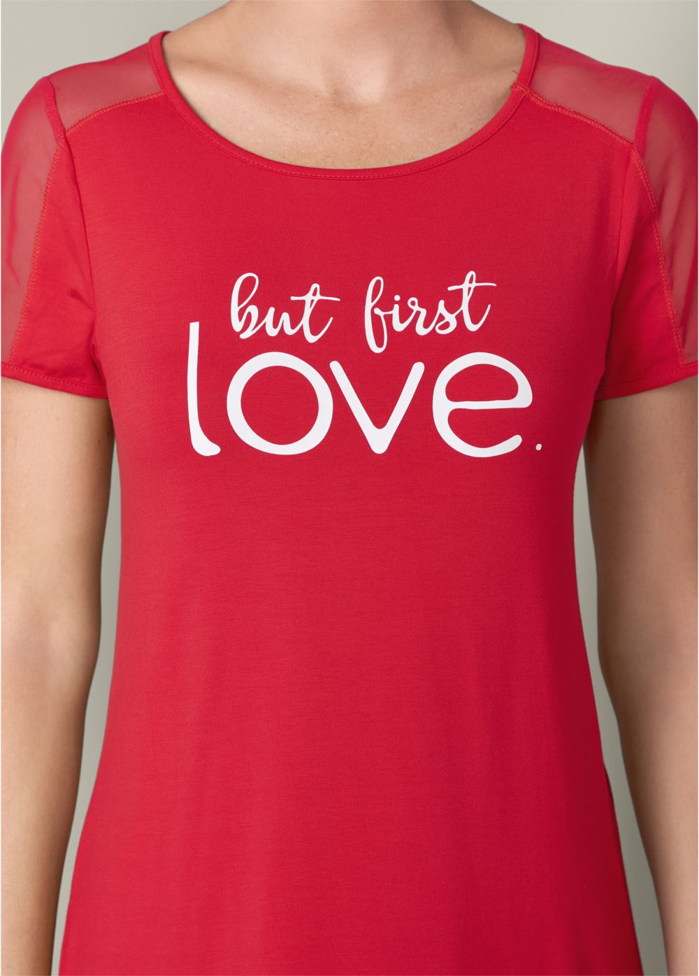 Venus Red Mesh inset nightgown