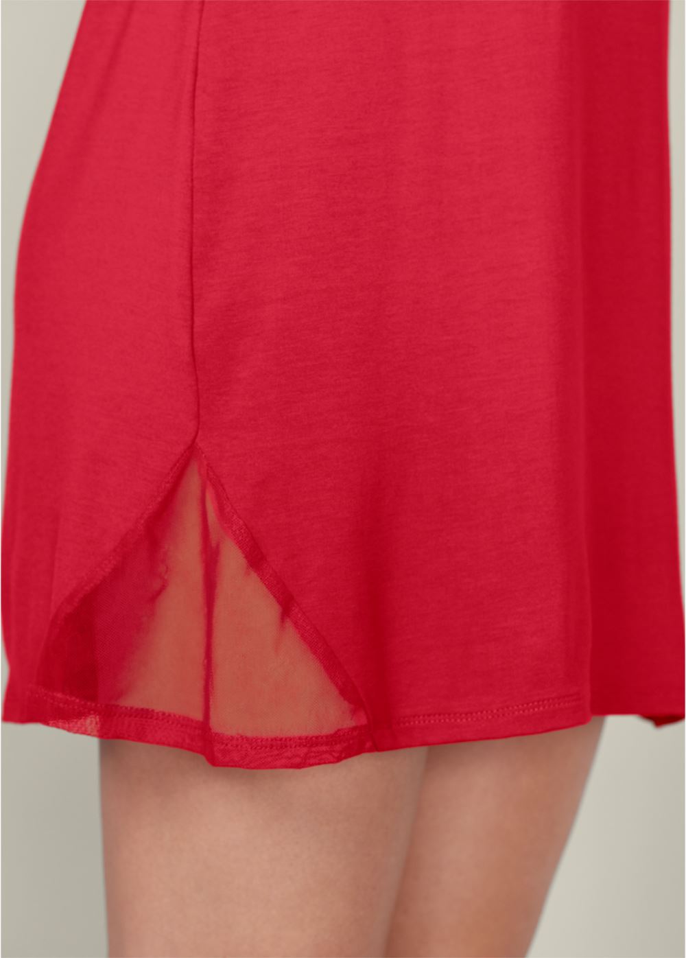 Venus Red Mesh inset nightgown