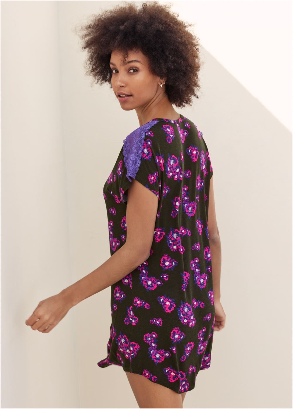 Venus Purple Bloom LACE DETAIL NIGHTGOWN