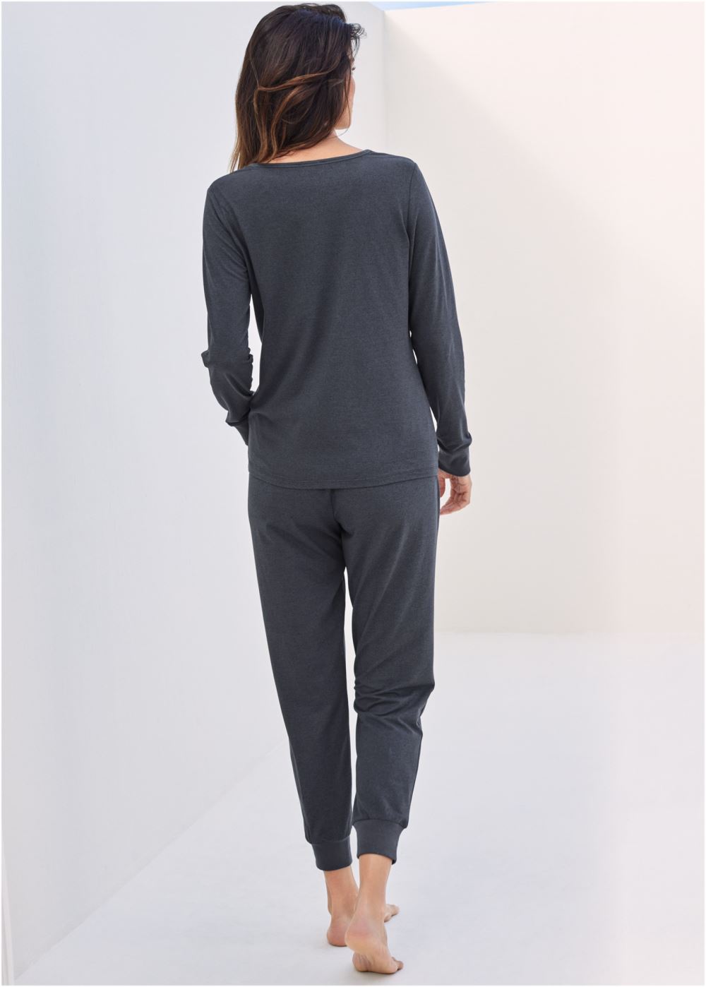 Venus Black Heather HENLEY PAJAMA SET