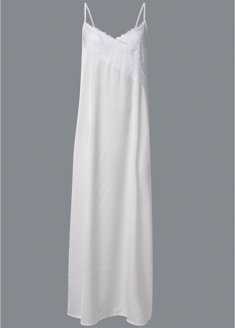 Venus White LACE DETAIL LONG CHEMISE