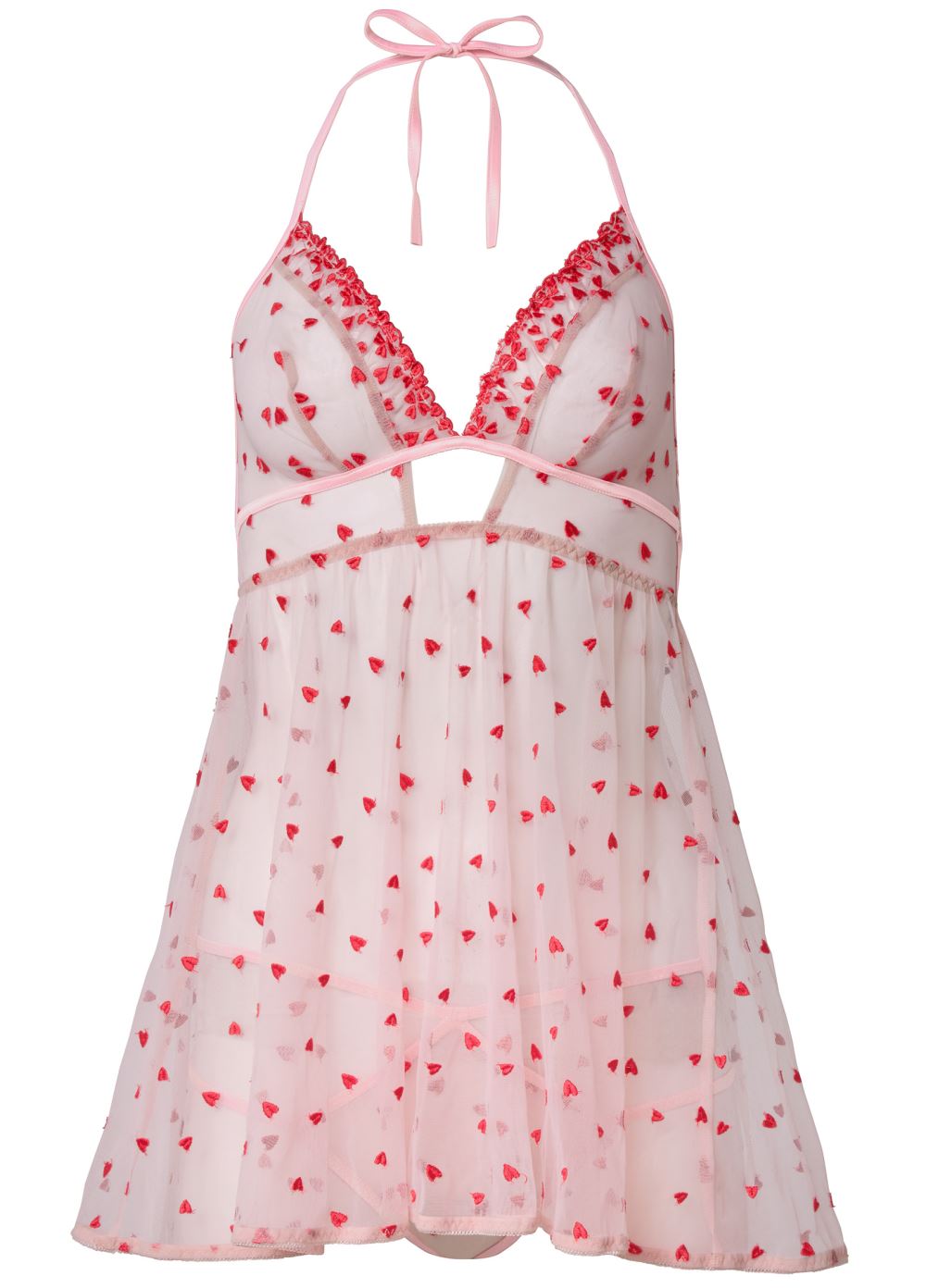 Venus Pink & Red HEART PRINT BABYDOLL SET