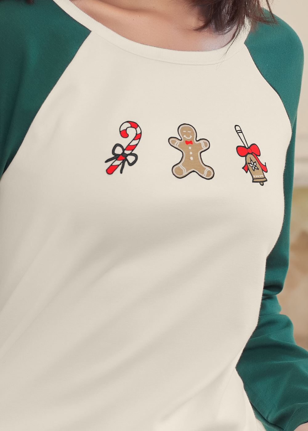 Venus Green Multi LONG SLEEVE SLEEP SHIRT
