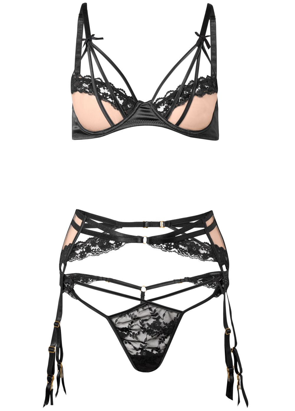 Venus Black EMBROIDERED SET WITH GARTER