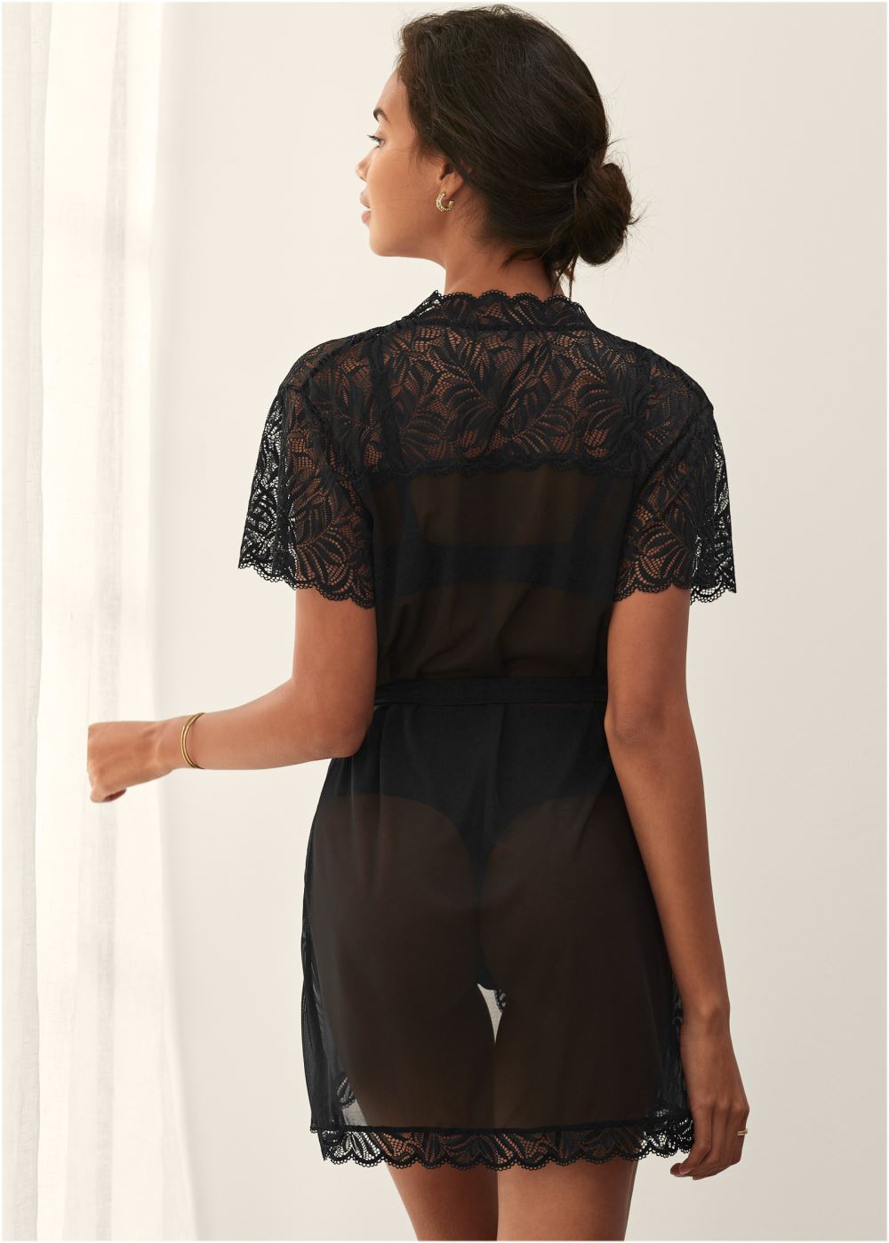 Venus Black LACE TOP ROBE