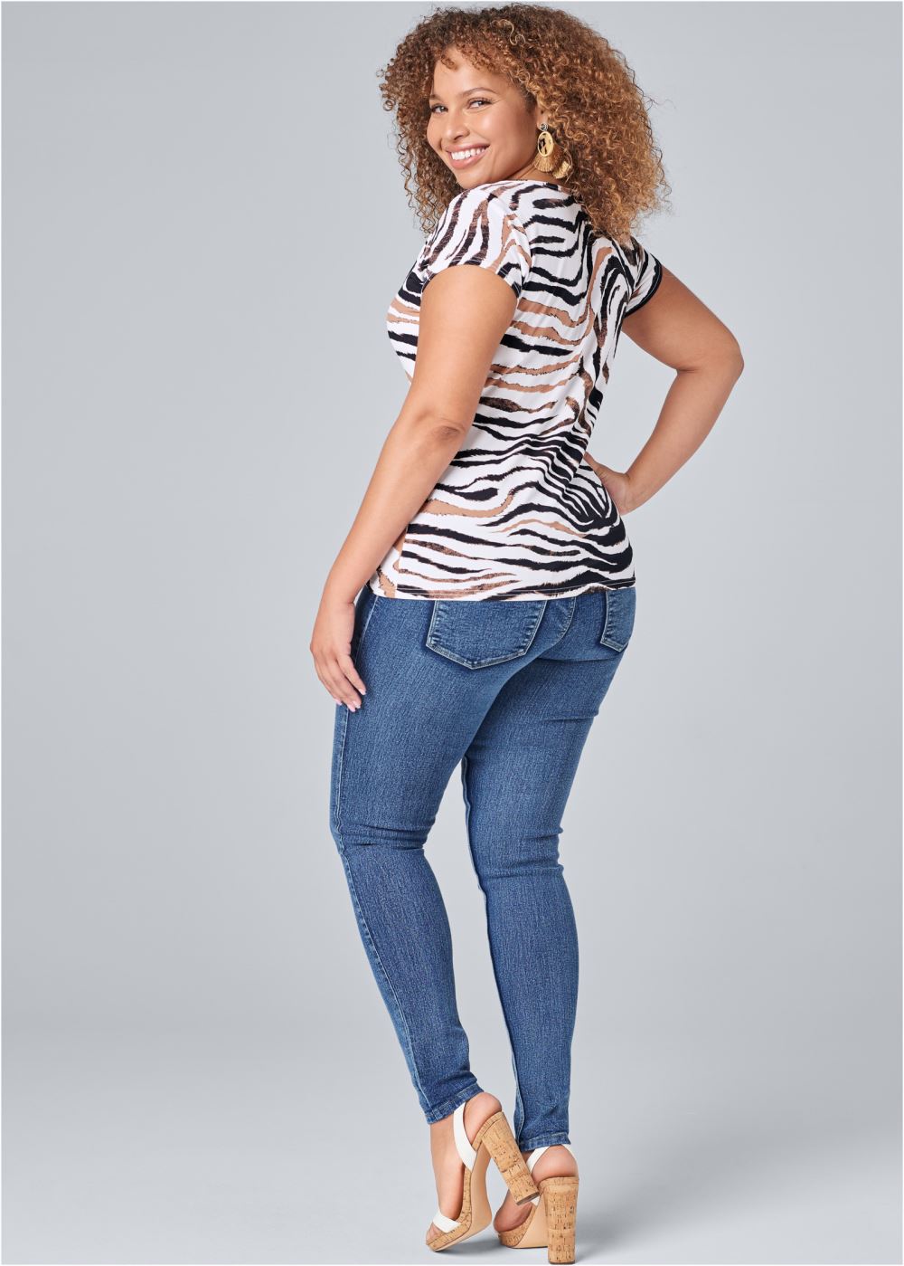 Venus White Multi PRINTED SQUARE NECK TOP