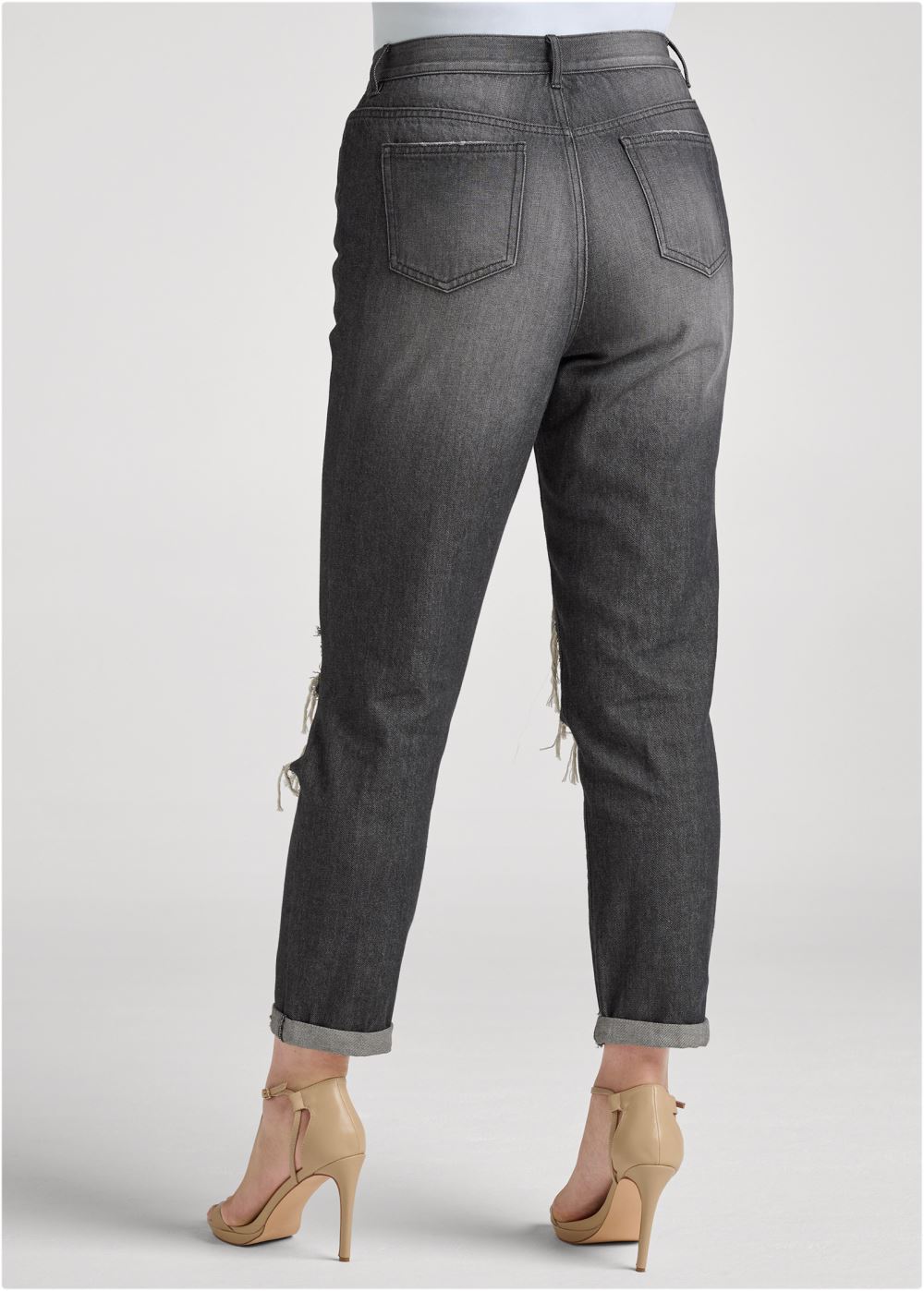 Venus Plus Size New Vintage Boyfriend Jeans in Black Denim