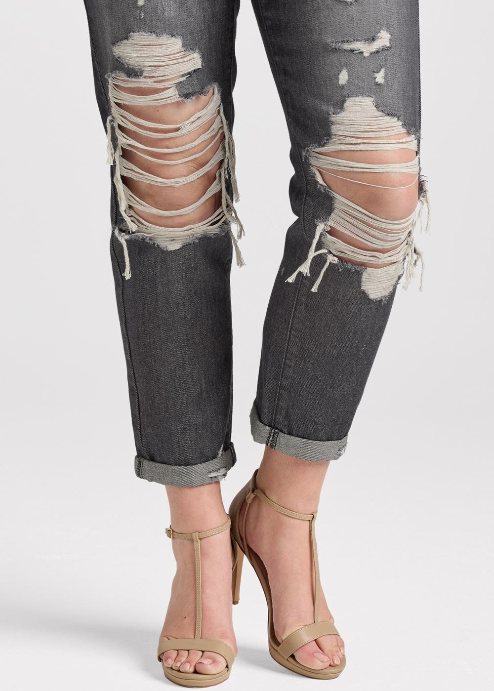Venus Plus Size New Vintage Boyfriend Jeans in Black Denim
