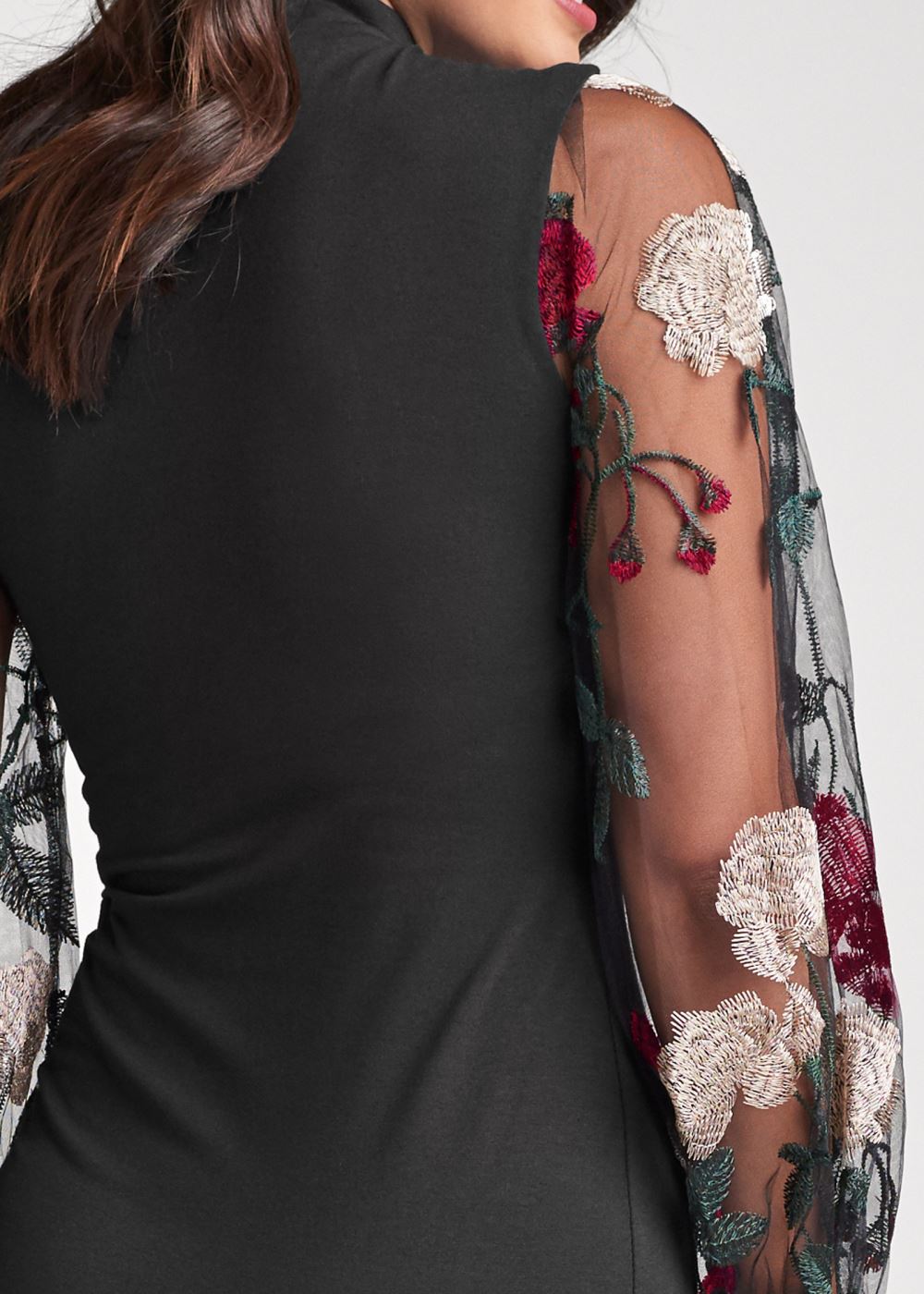 Venus Plus Size Embroidered Floral Puff Sleeve Dress
