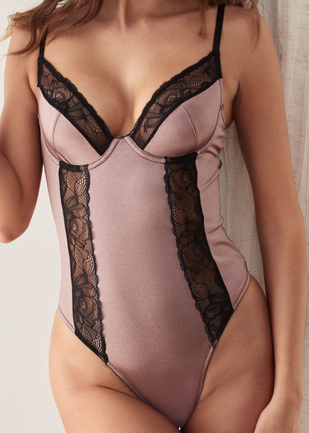 Venus Evening Mauve LACE INSET TEDDY