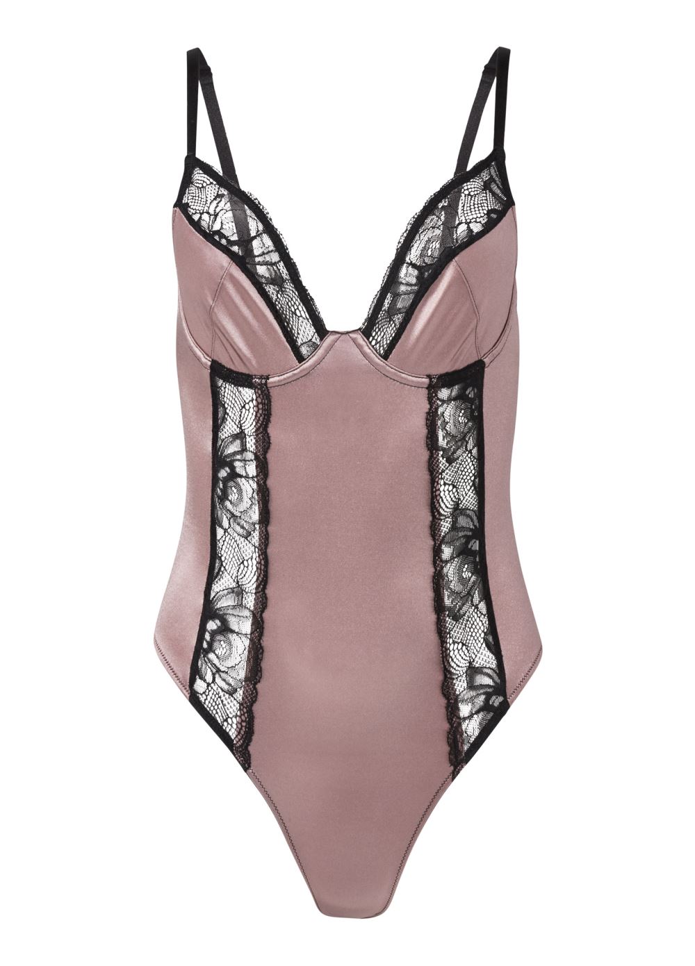 Venus Evening Mauve LACE INSET TEDDY