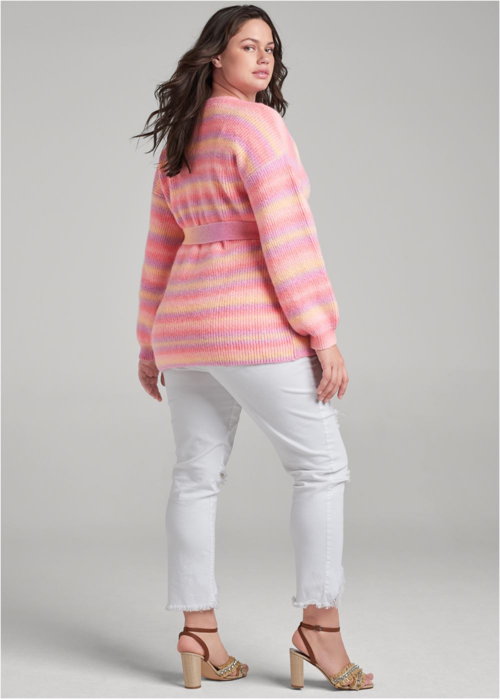 Venus Plus Size Pink Tie Dye Cardigan in Pink Multi