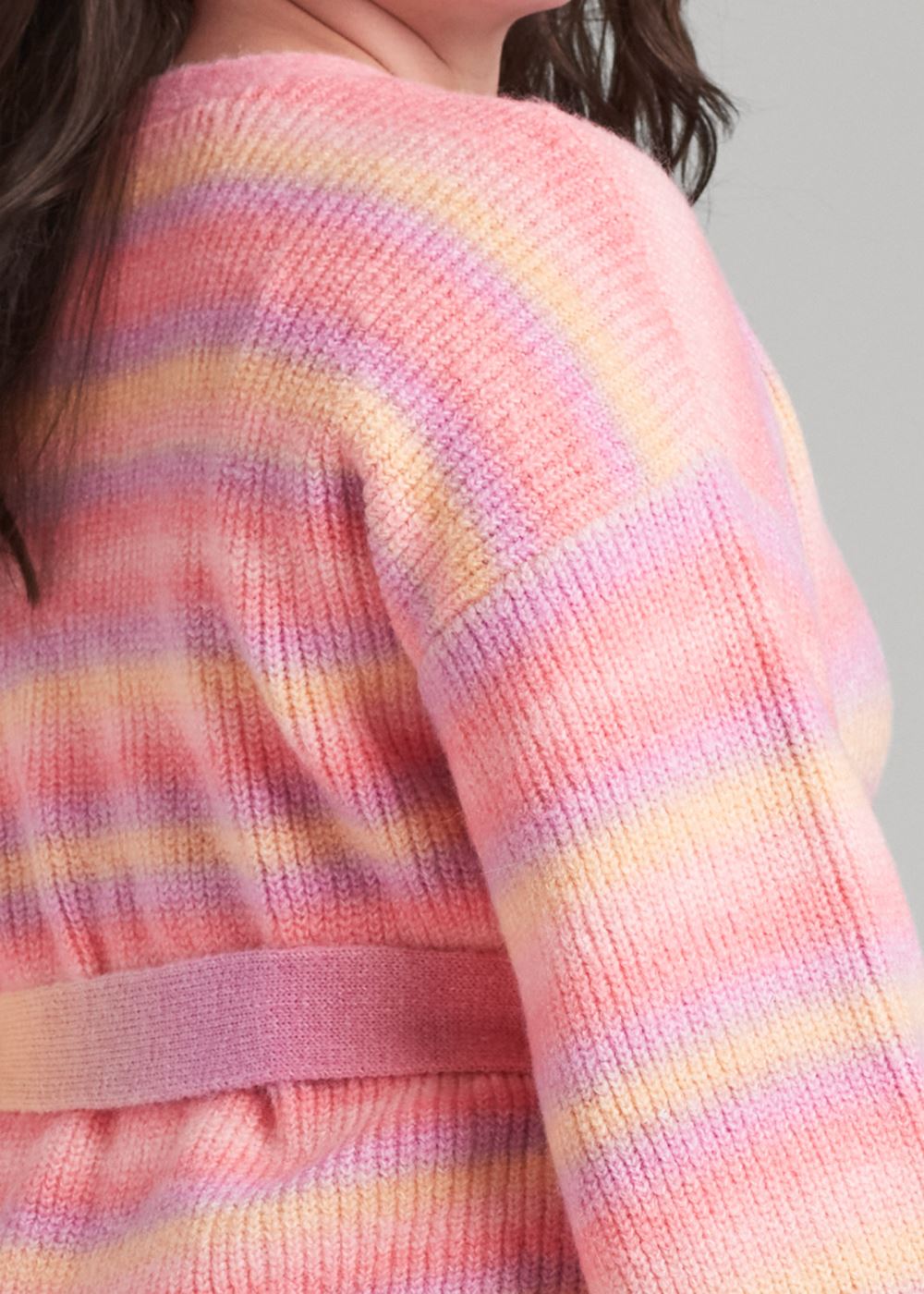 Venus Plus Size Pink Tie Dye Cardigan in Pink Multi