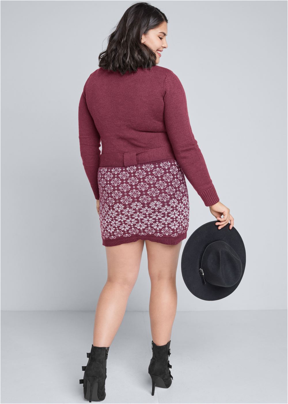 Venus Plus Size Belted Sweater Dress