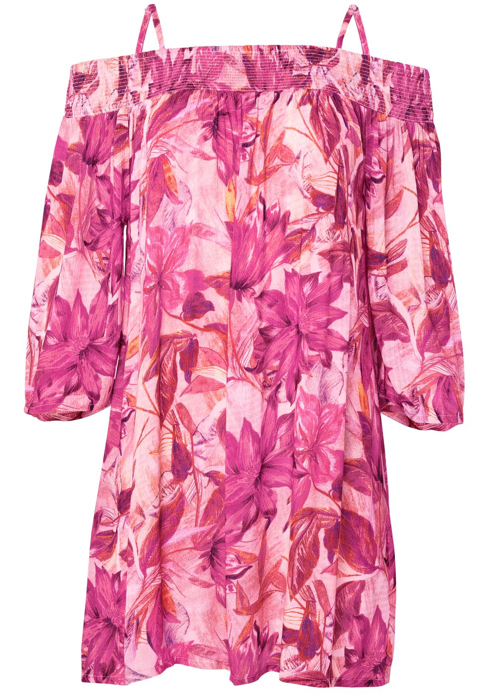 Venus Plus Size Floral Cold-Shoulder Dress