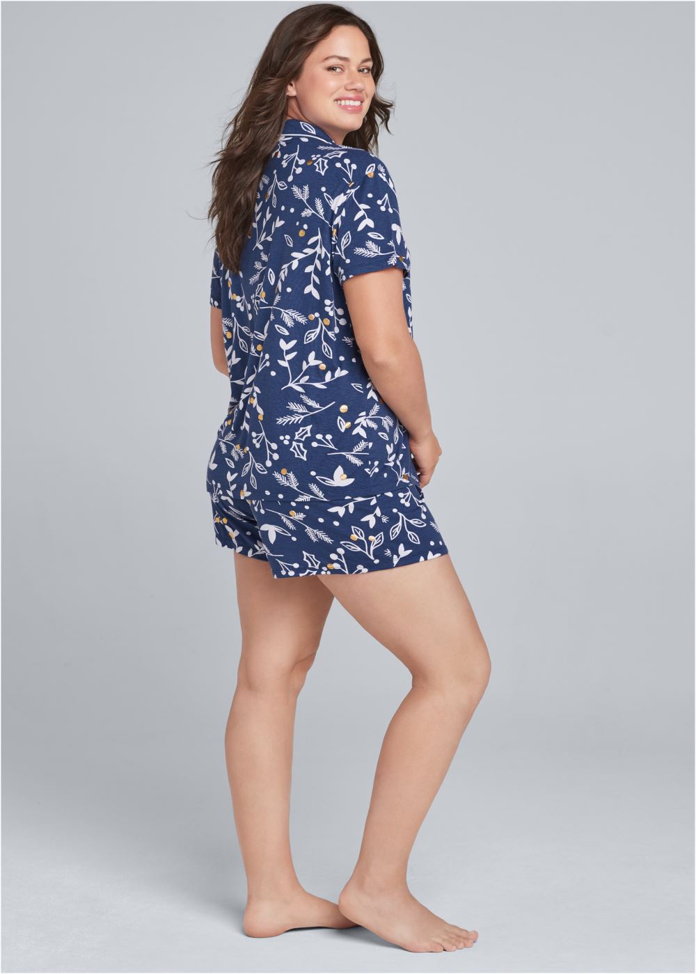 Venus Navy Multi Short Sleeve Pajama Set