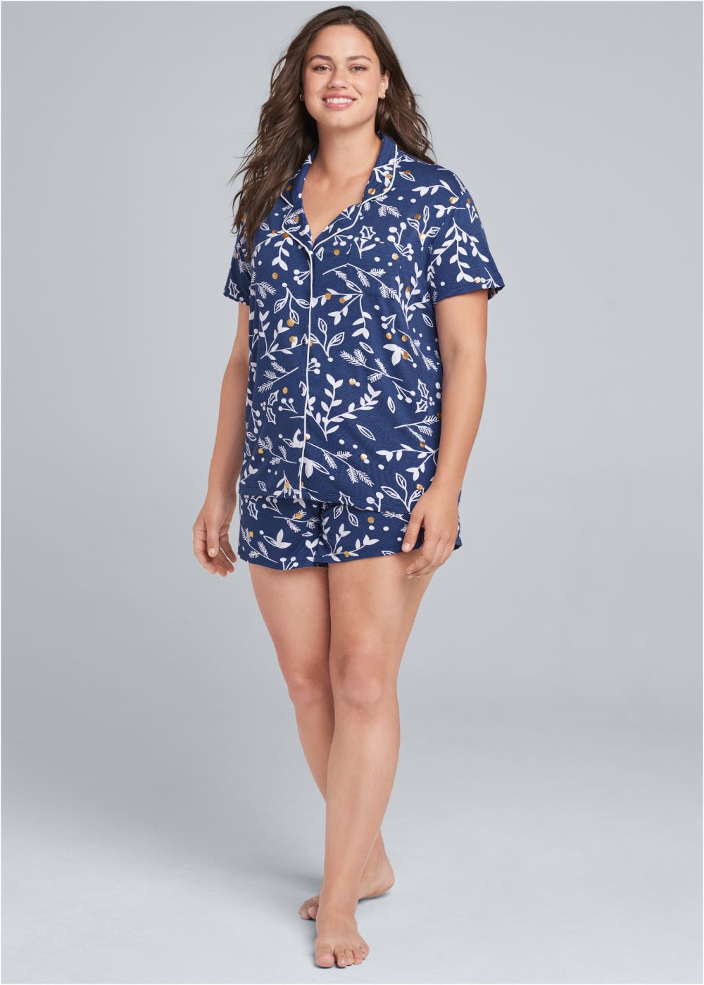 Venus Navy Multi Short Sleeve Pajama Set