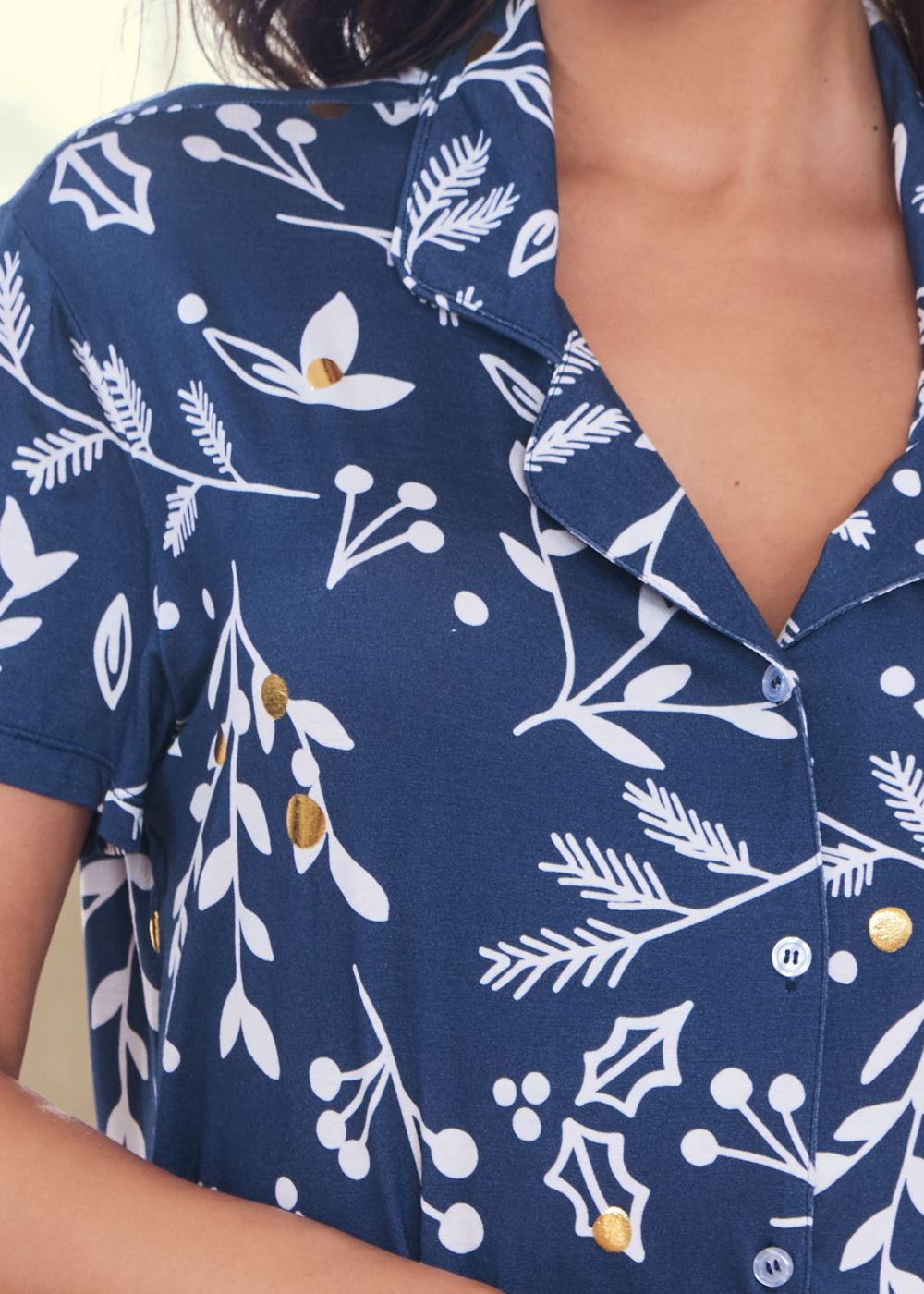 Venus Navy Multi Short Sleeve Pajama Set