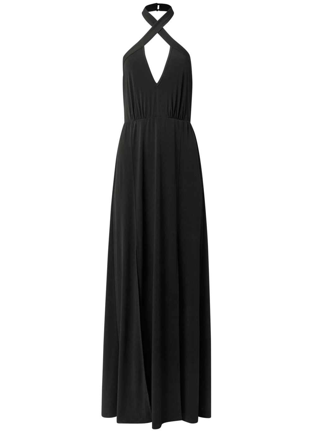 Venus Black CROSS NECK HALTER DRESS