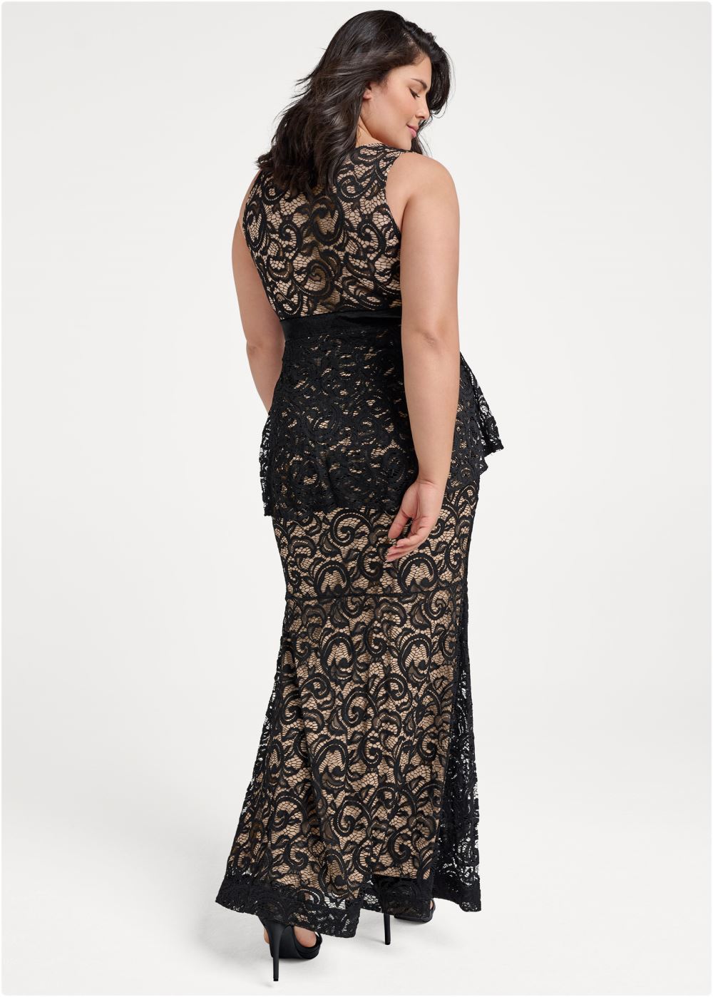 Venus Plus Size Tiered Lace Gown