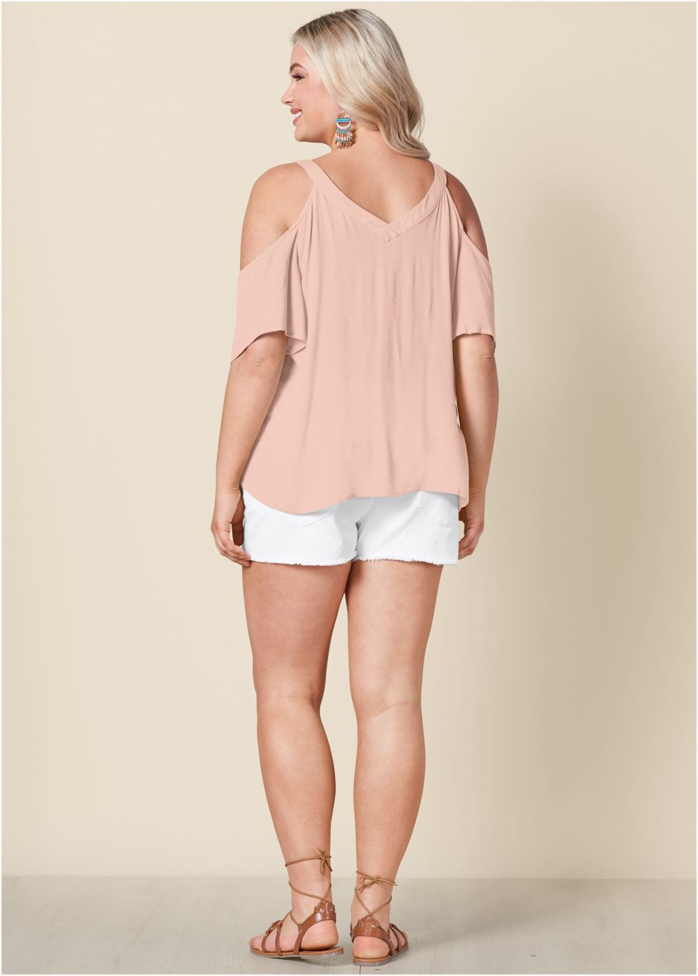 Venus Plus Size Strappy Detail V-Neck Top