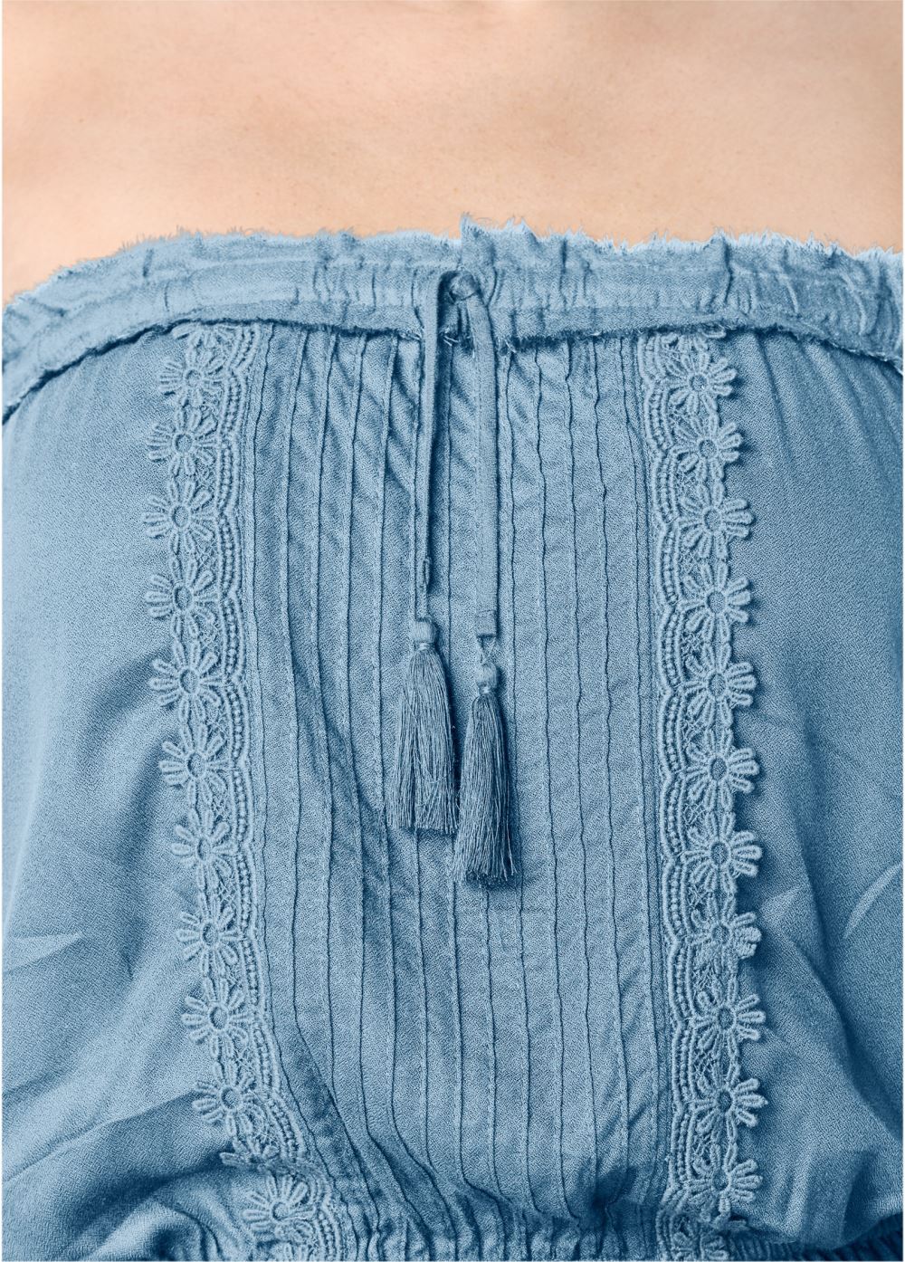 Venus Plus Size Tassel Detail Strapless Top