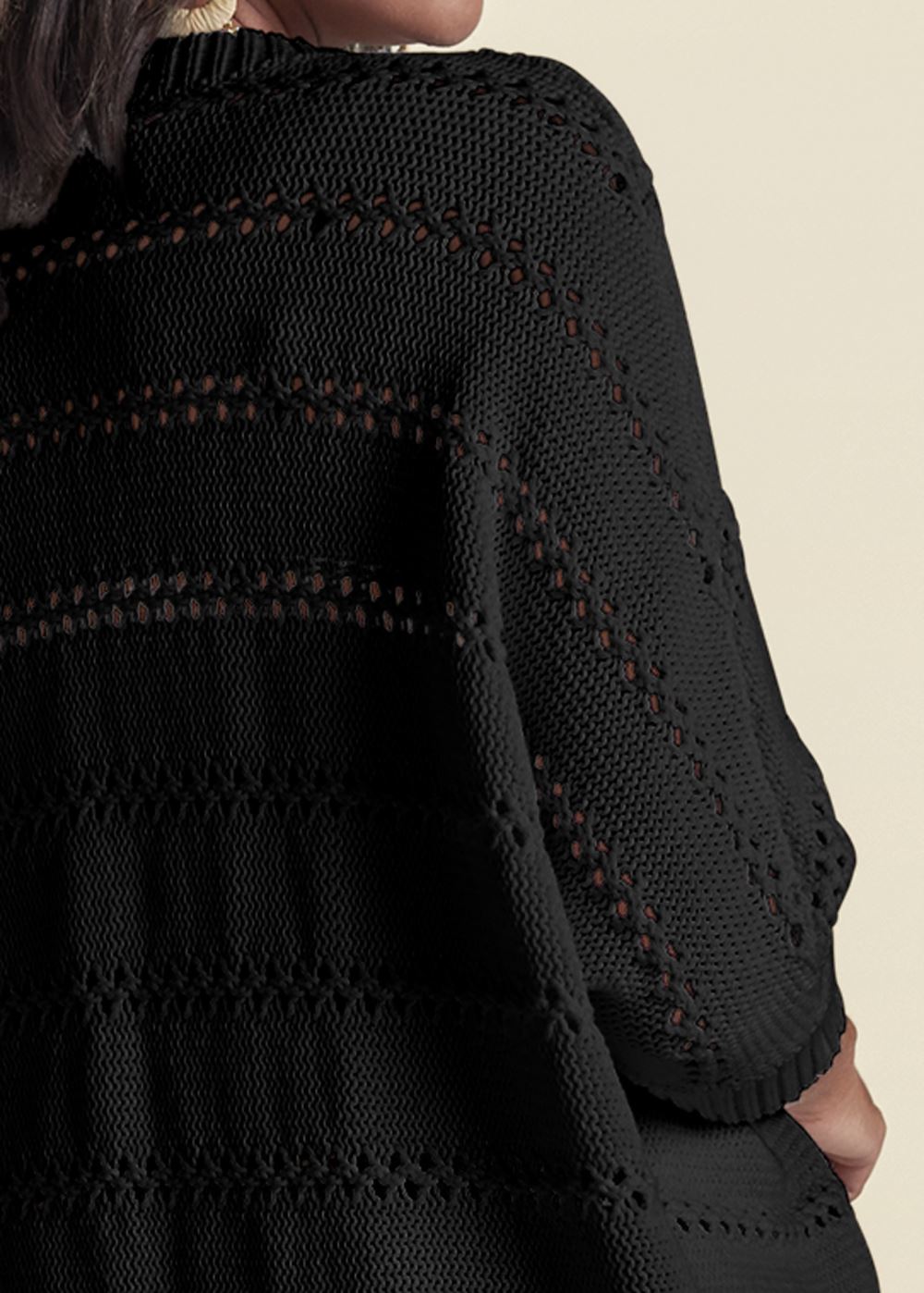 Venus Black POINTELLE STITCH COCOON CARDIGAN