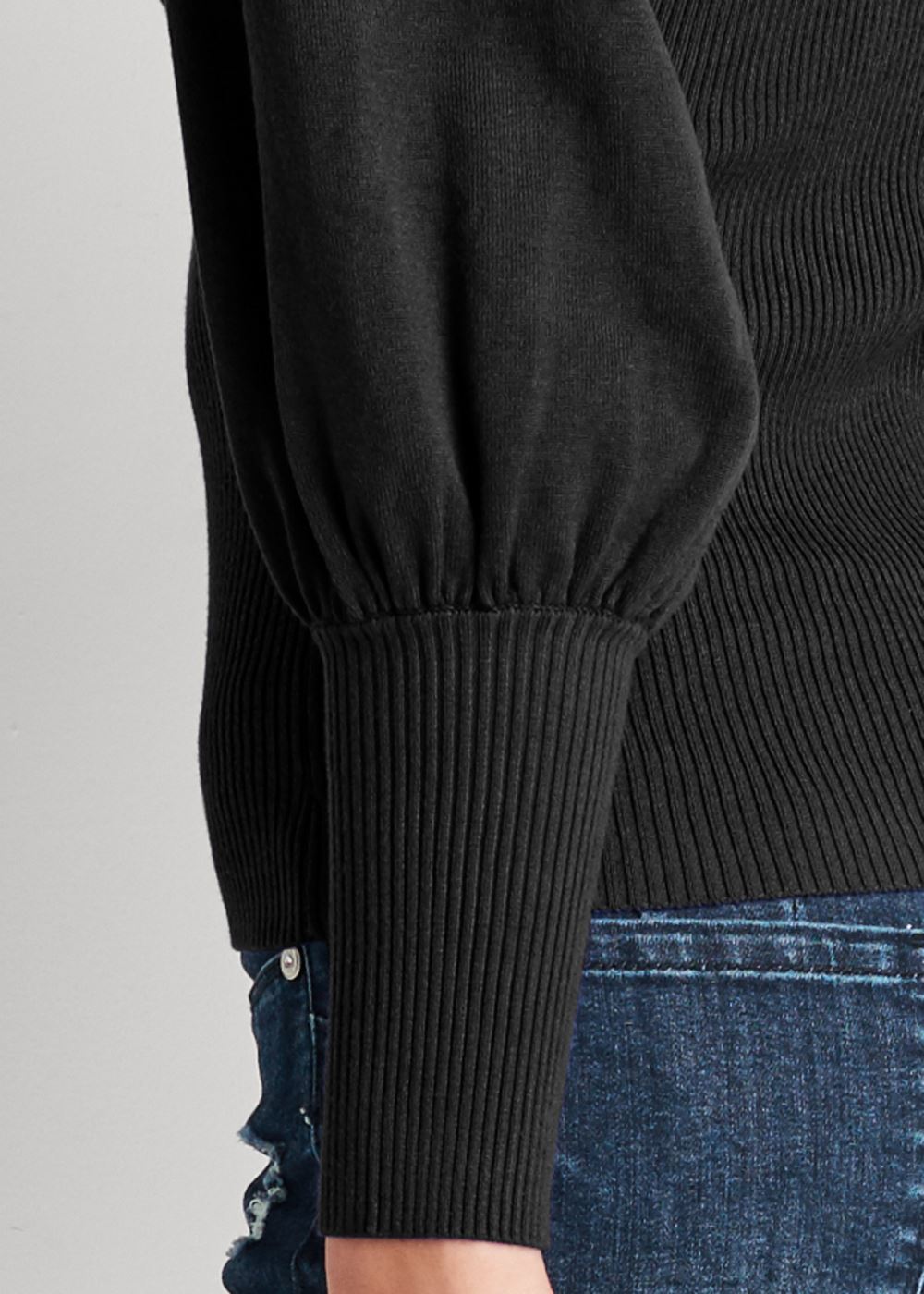 Venus Plus Size Puff Sleeve Sweater in Black