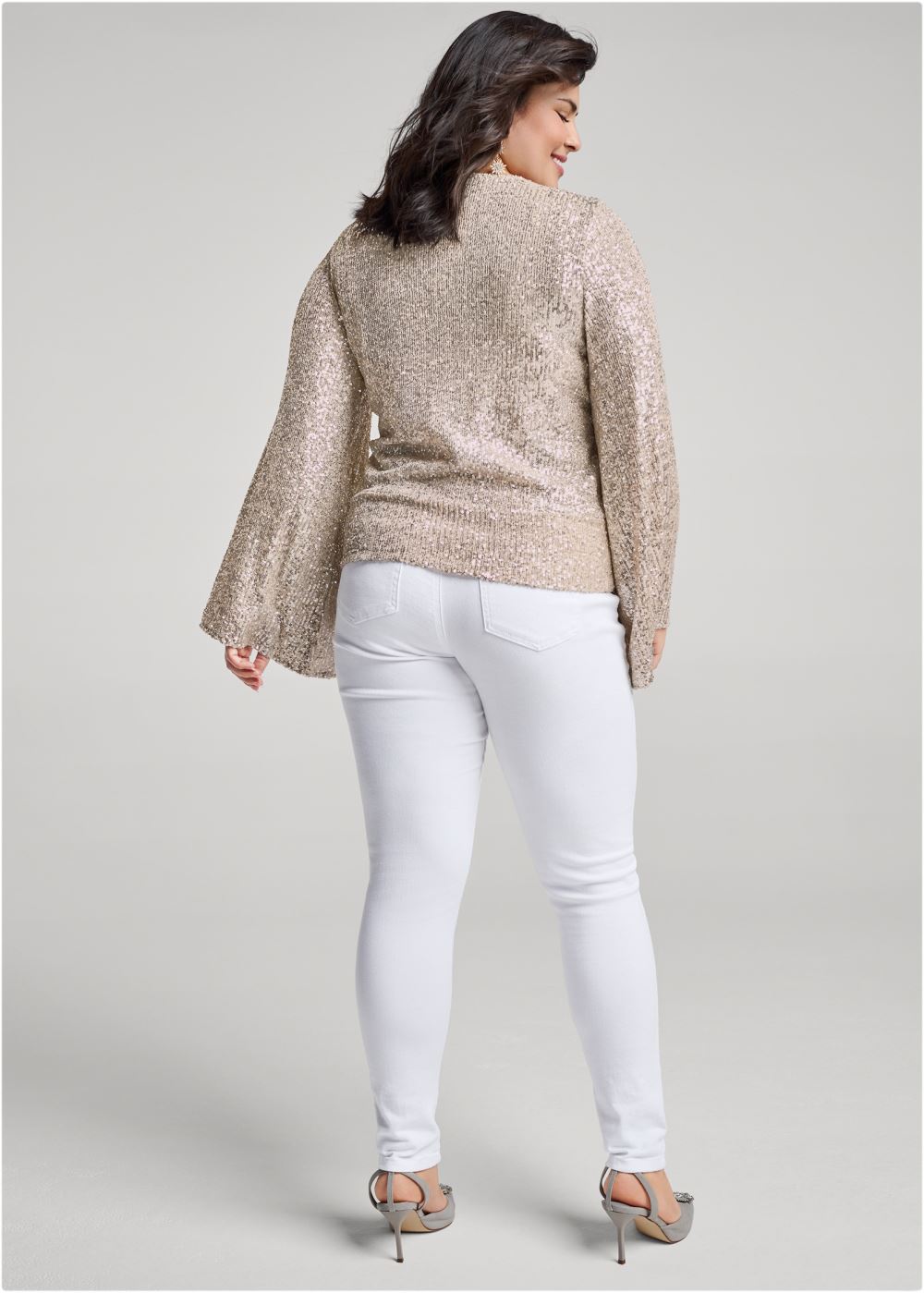 Venus Plus Size Allover Sequin Surplice Top
