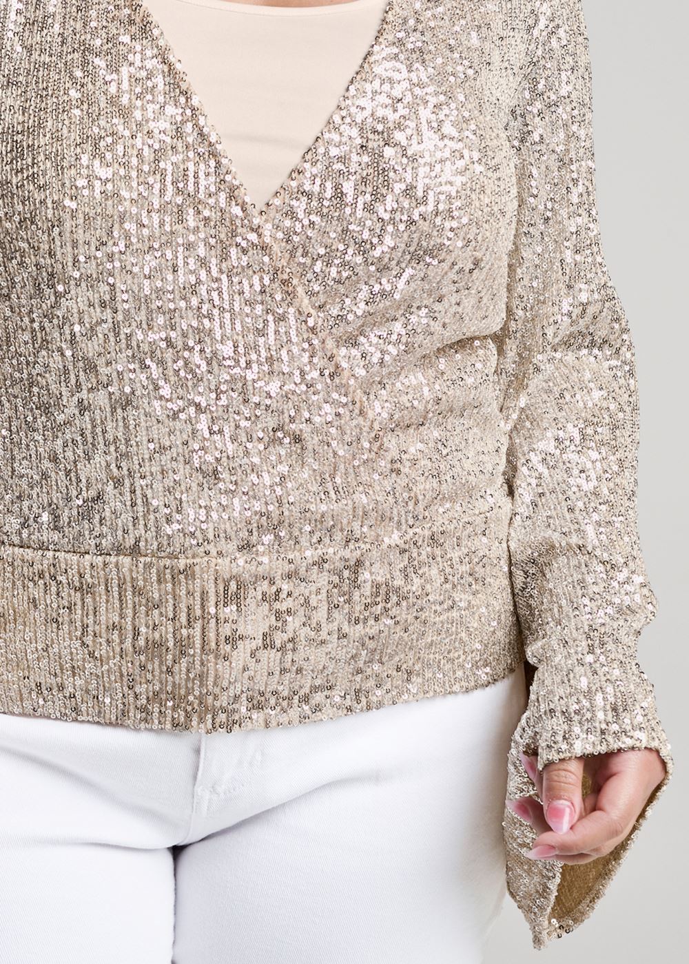 Venus Plus Size Allover Sequin Surplice Top