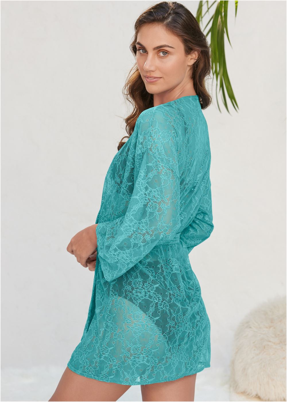 Venus Teal ALLOVER LACE ROBE