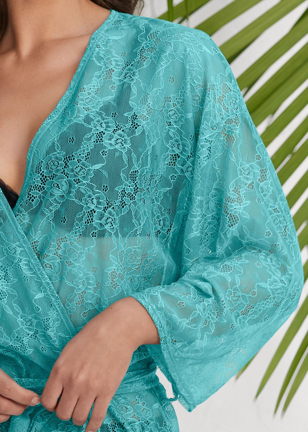 Venus Teal ALLOVER LACE ROBE