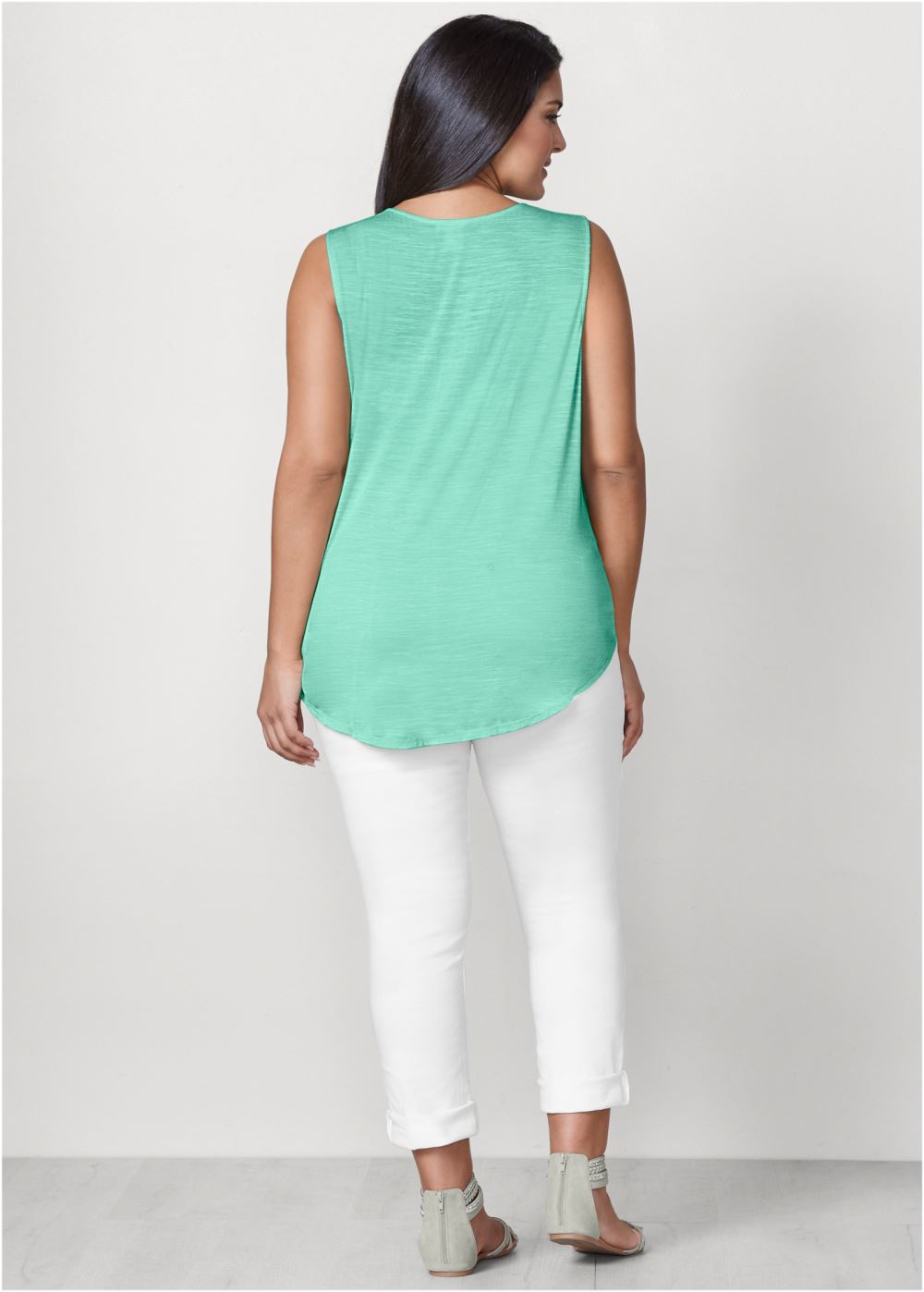 Venus Plus Size Lace Detail Scoop Neck Top