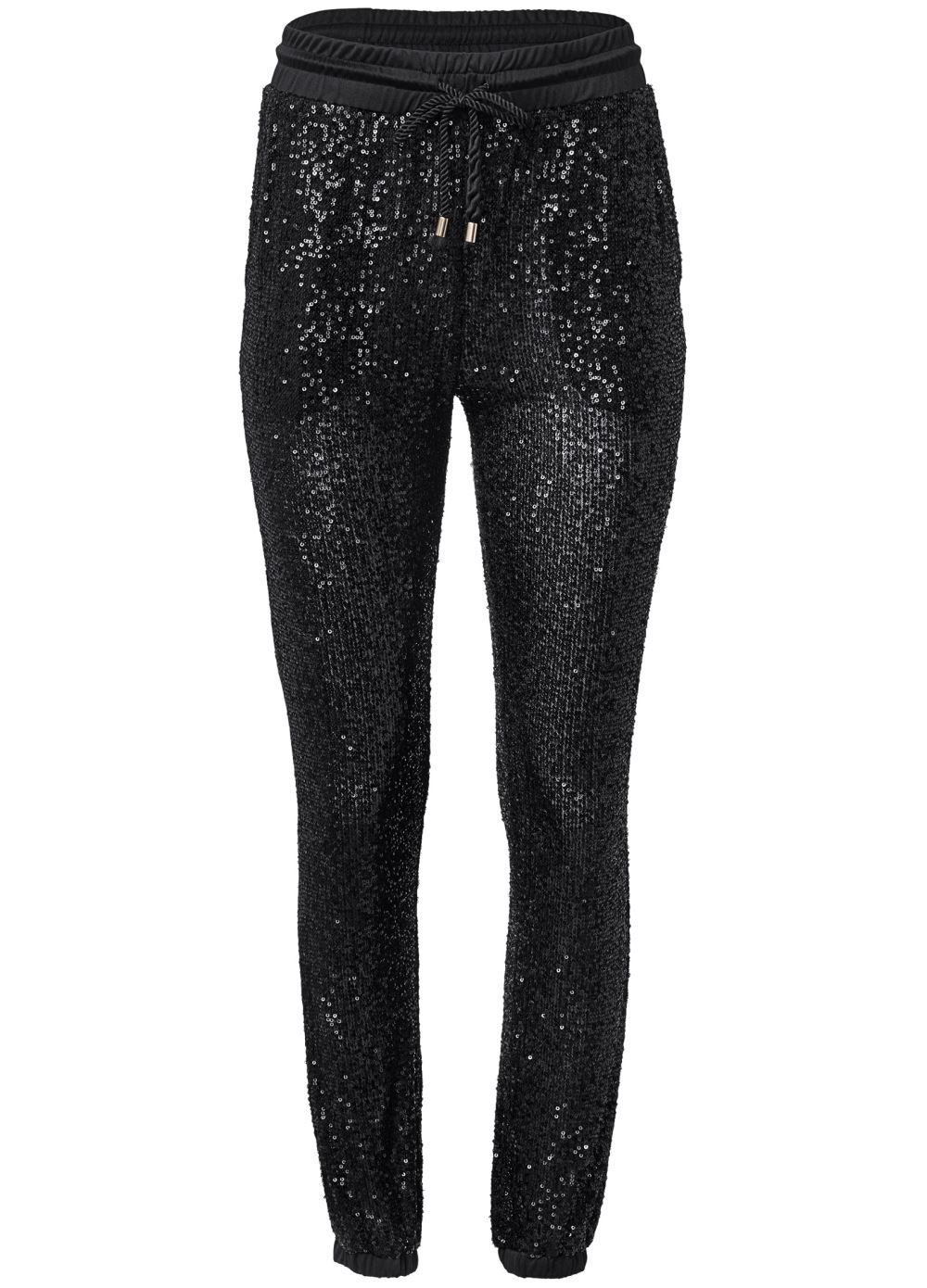 Venus Plus Size Sequin Jogger Pants in Black