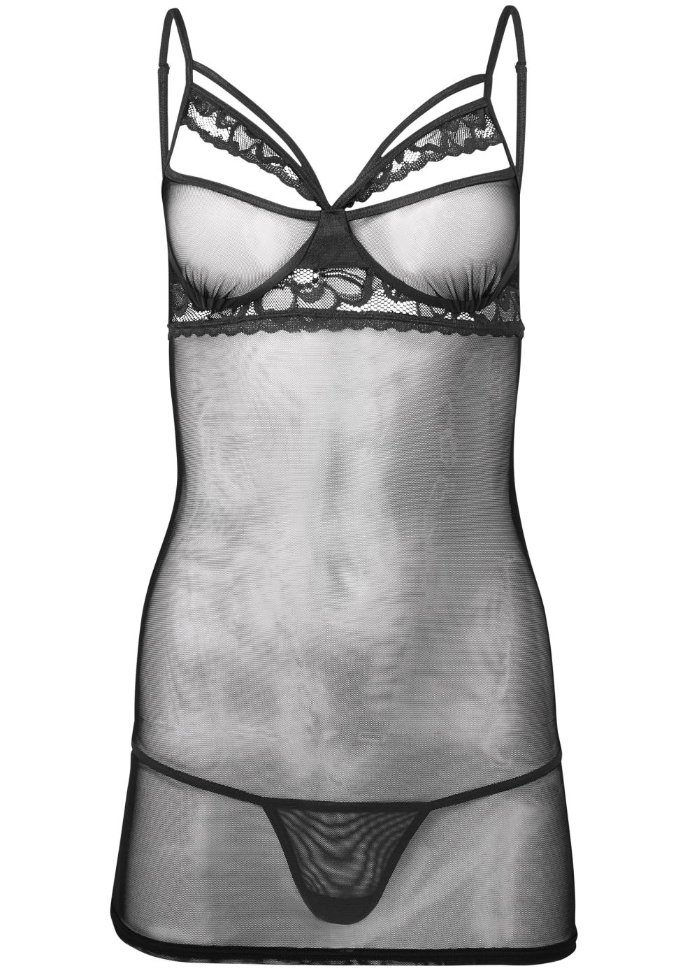 Venus Black OPEN STRAPPY CUP CHEMISE