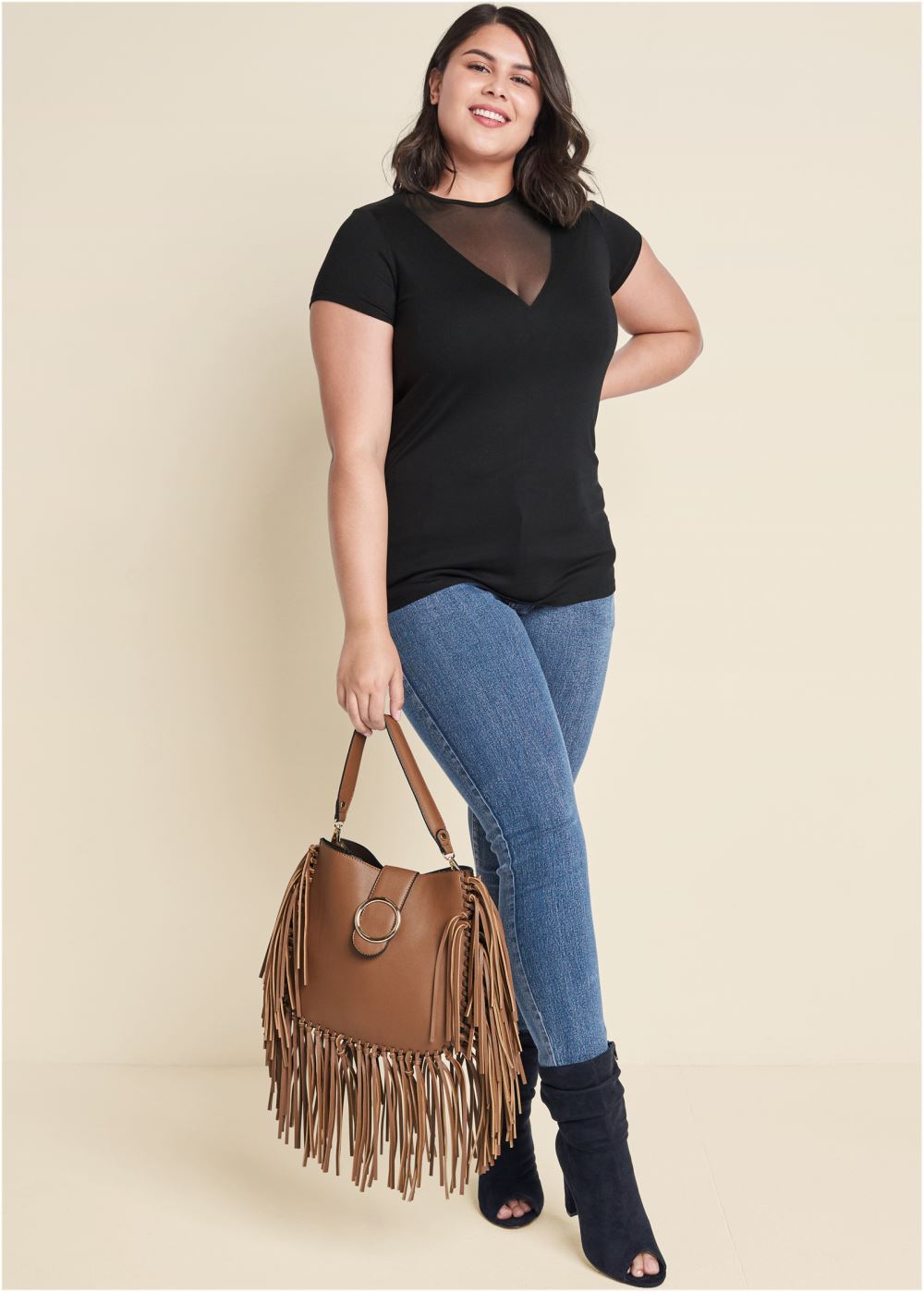 Venus Plus Size Mesh Detail Top