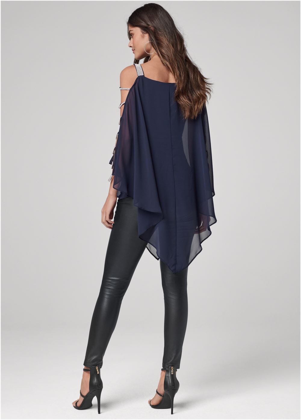 Venus Plus Size Rhinestone Sleeve Detail Top