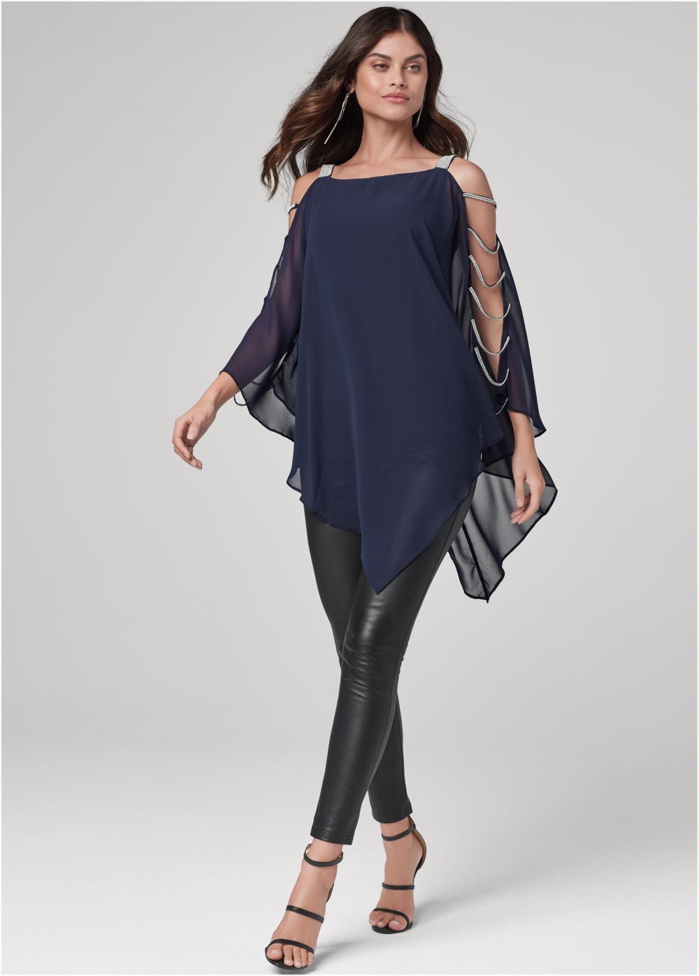 Venus Plus Size Rhinestone Sleeve Detail Top