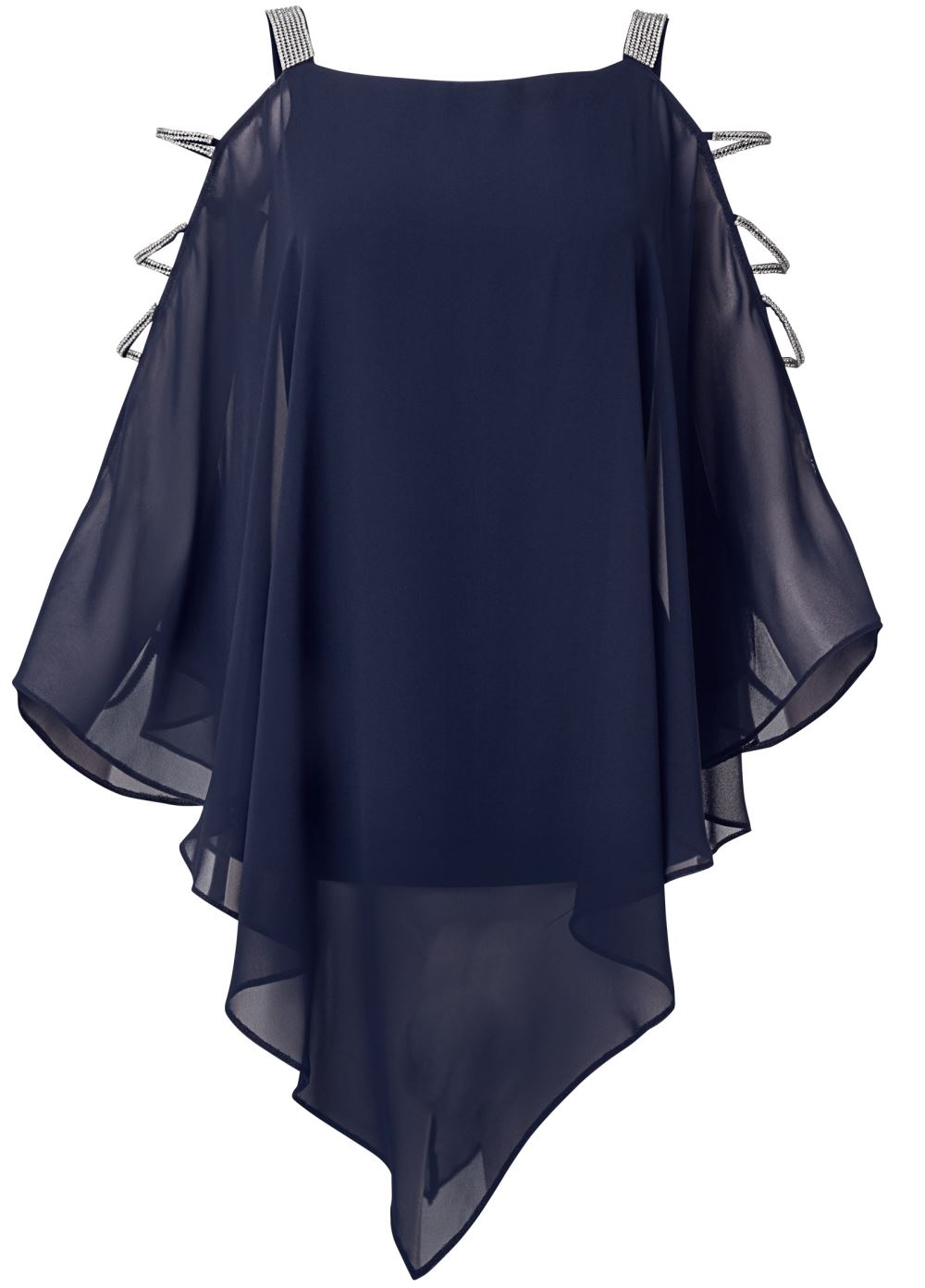 Venus Plus Size Rhinestone Sleeve Detail Top