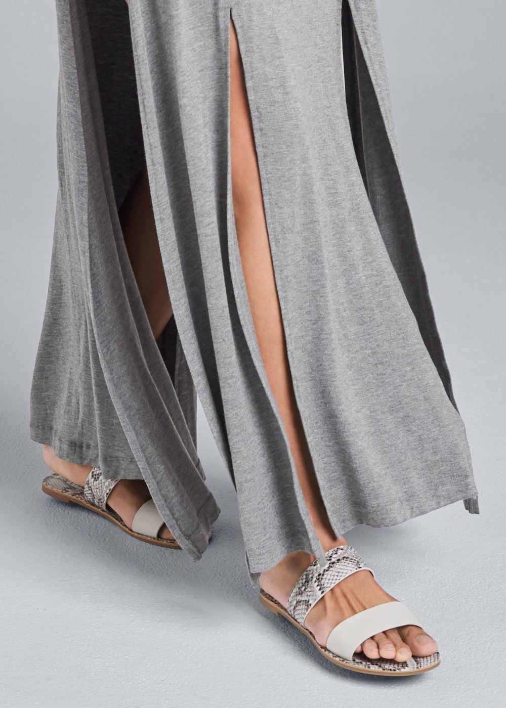 Venus Heather Grey HIGH SLIT CASUAL MAXI DRESS